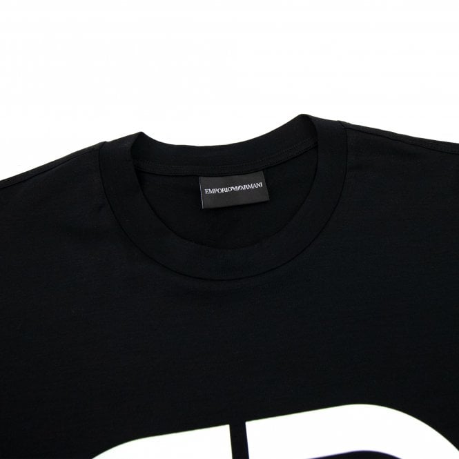 EMPORIO ARMANI TENCEL BLEND JERSEY T-SHIRT WITH EA CREATE LOGO-BLACK