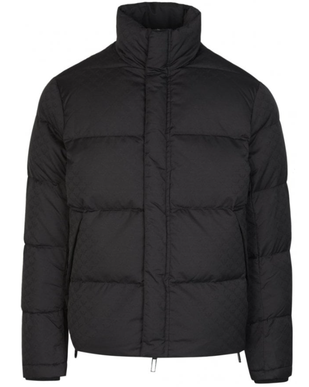 EMPORIO ARMANI Quilted puffer jacket with all-over jacquard logo