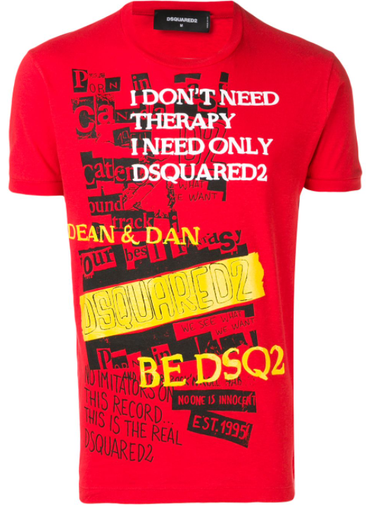 DSQUARED2 I DON'T NEED THERAPY T SHIRT IN RED