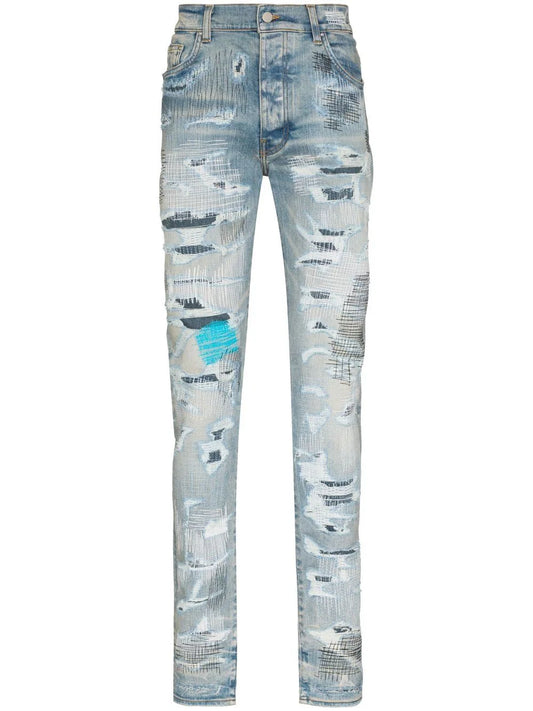 Amiri Distressed Mid-Rise Jeans