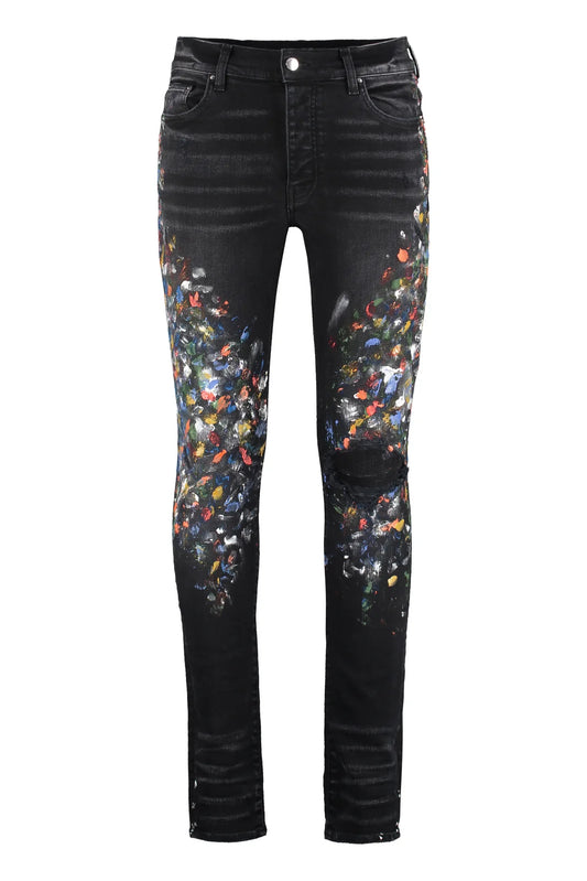 Amiri painted distressed skinny jeans