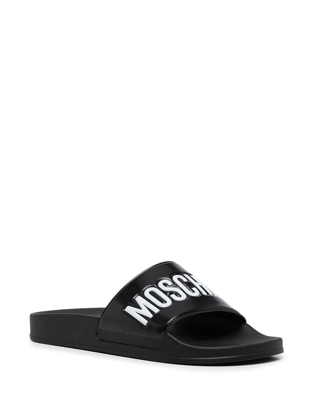 MOSCHINO EMBOSSED-LOGO POOL SLIDES