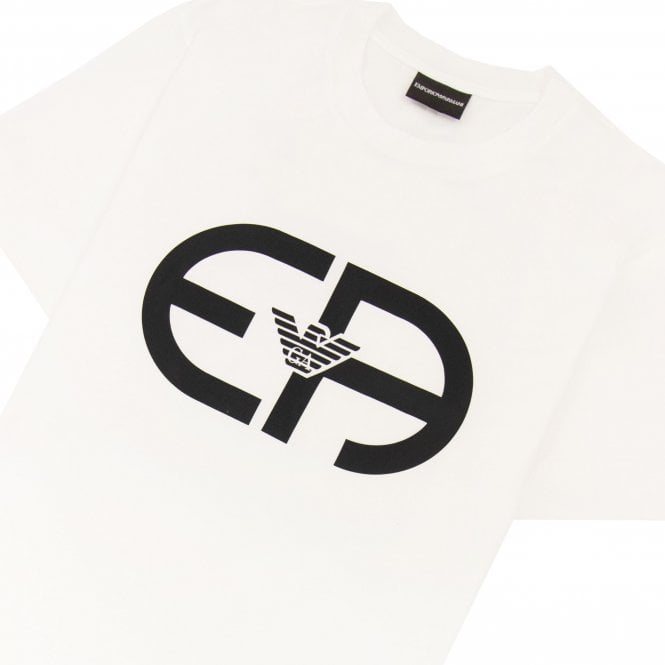 EMPORIO ARMANI TENCEL BLEND JERSEY T-SHIRT WITH EA CREATE LOGO-WHITE