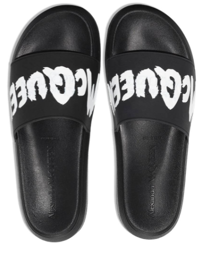 Men's Mcqueen Graffiti Rubber Pool Slide in Black/white