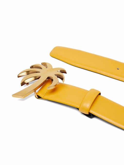 PALM ANGELS Palm Tree-buckle leather belt