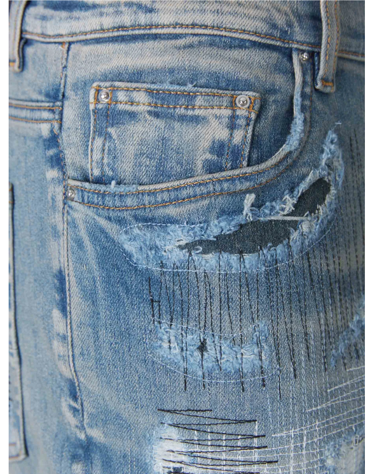 Amiri Distressed Mid-Rise Jeans