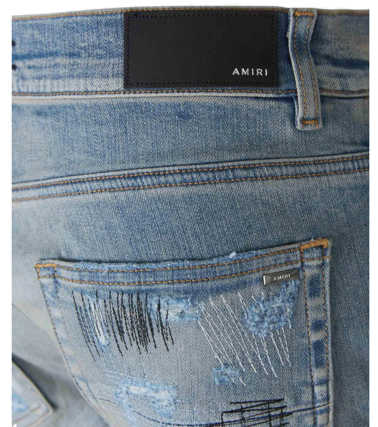 Amiri Distressed Mid-Rise Jeans