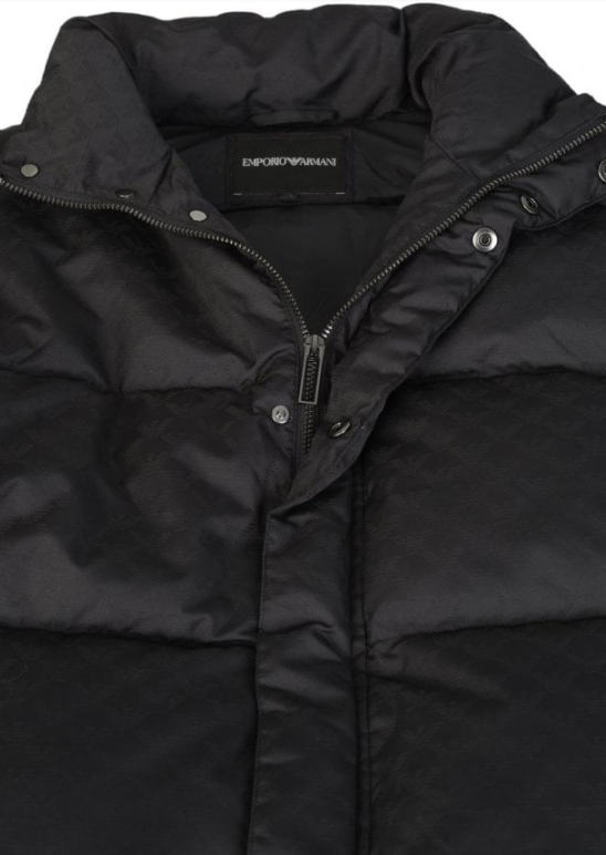 EMPORIO ARMANI Quilted puffer jacket with all-over jacquard logo