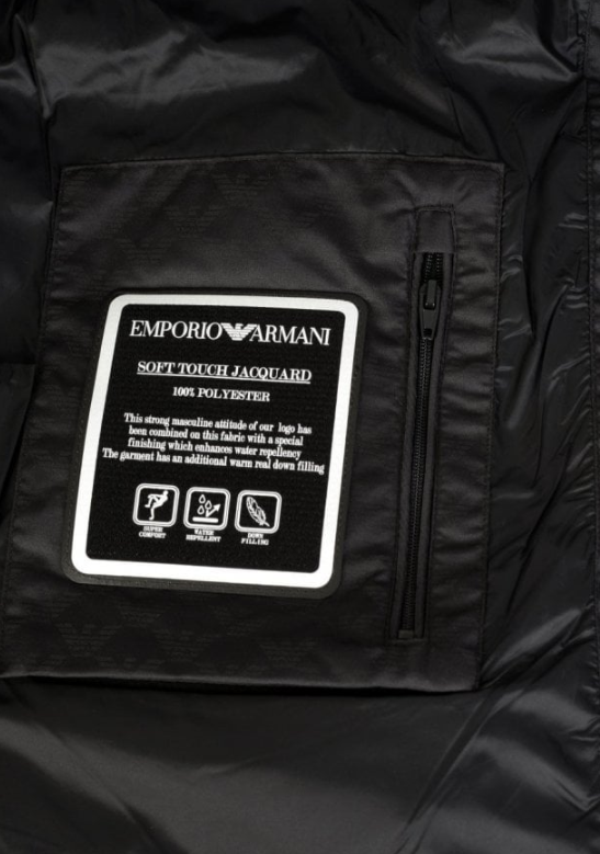 EMPORIO ARMANI Quilted puffer jacket with all over jacquard logo Westside