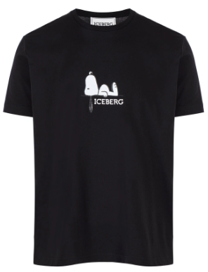 ICEBERG BLACK SNOOPY PEANUTS T-SHIRT