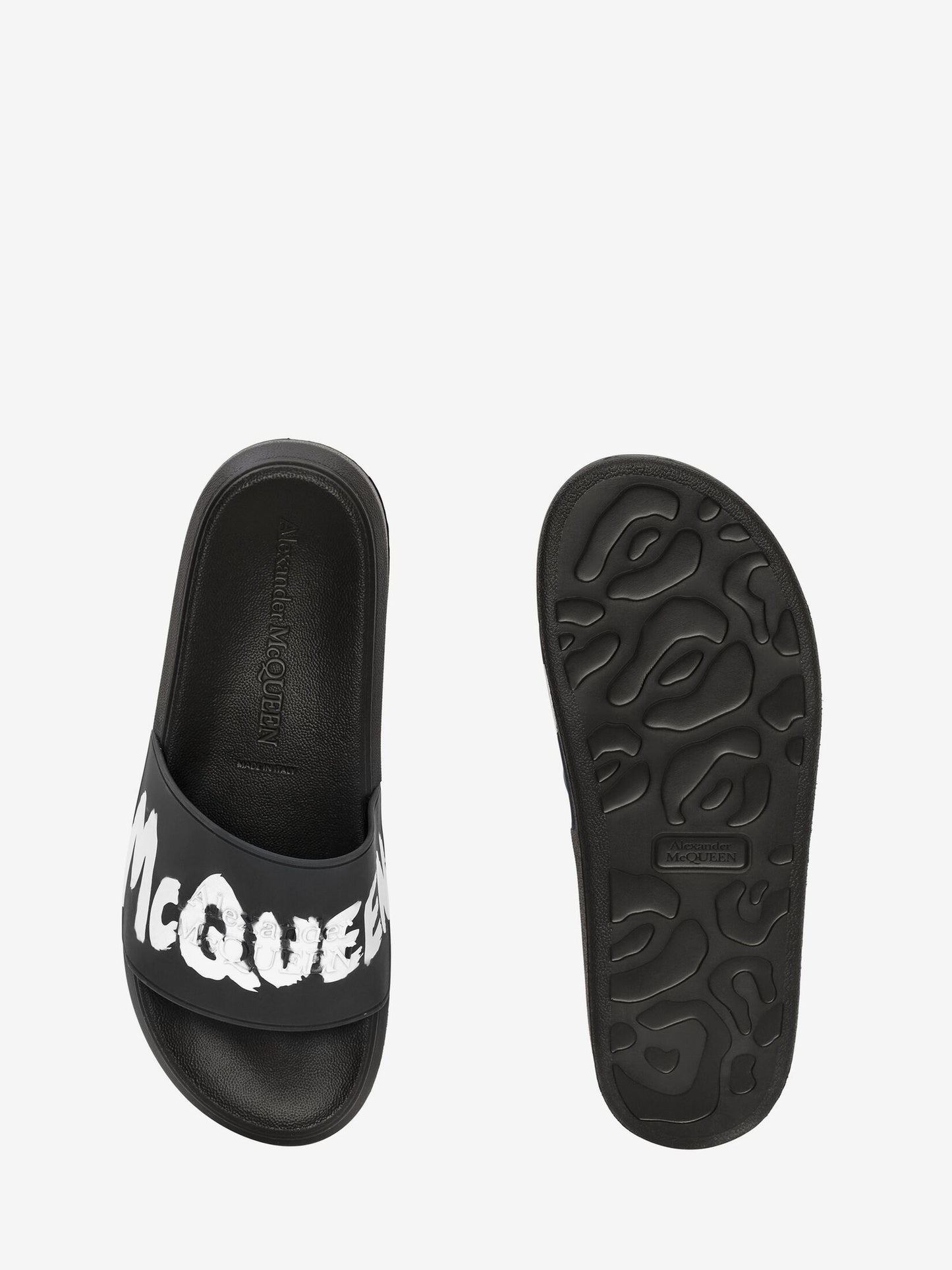 Men's Mcqueen Graffiti Rubber Pool Slide in Black/white