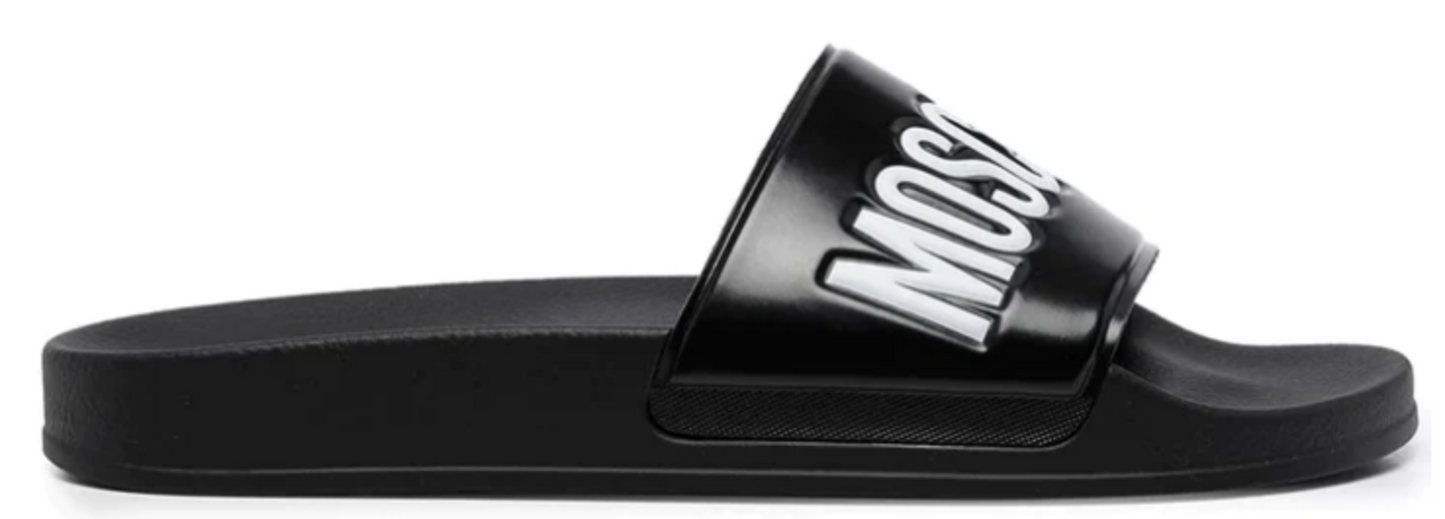 MOSCHINO EMBOSSED-LOGO POOL SLIDES