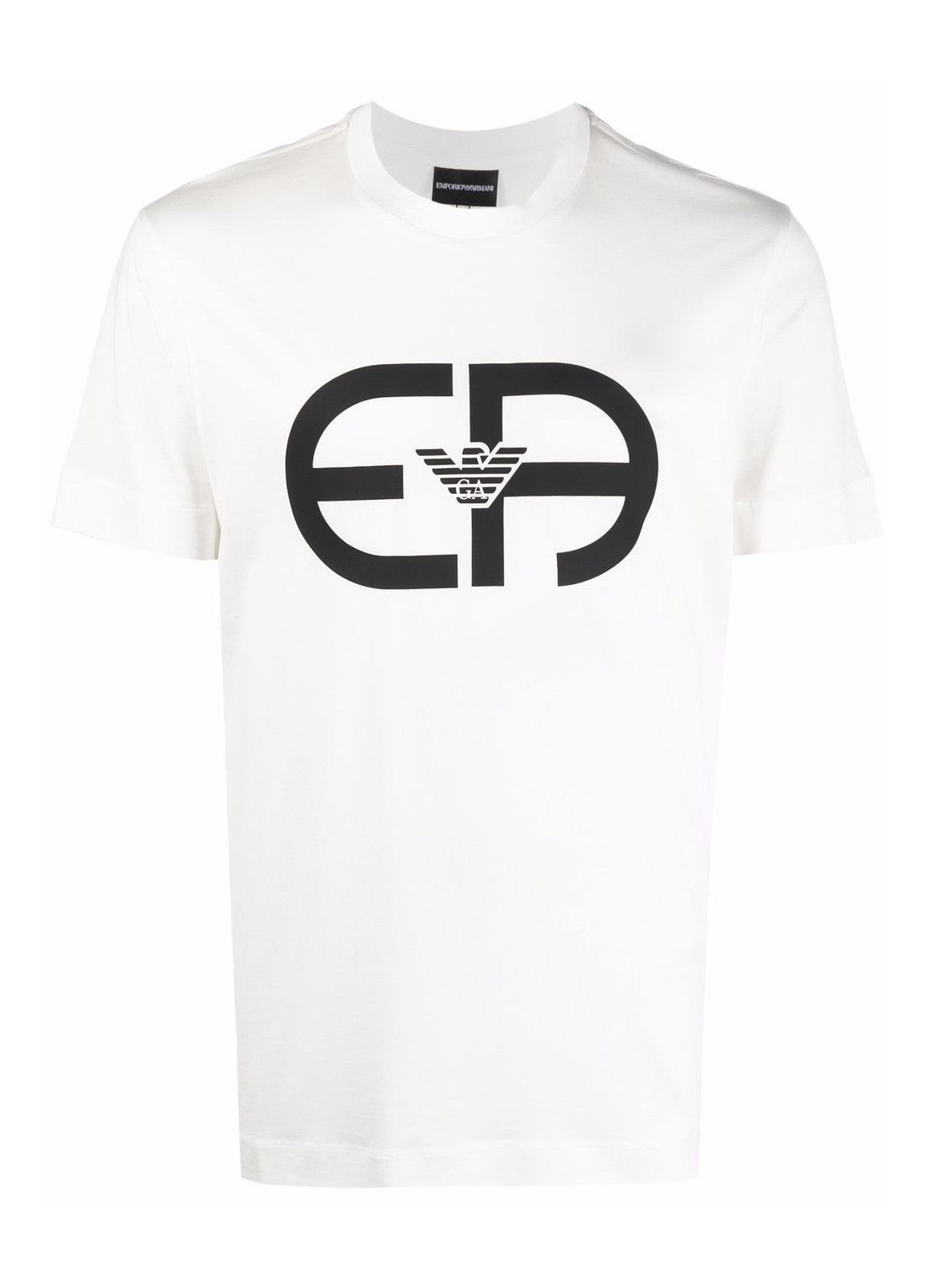 EMPORIO ARMANI TENCEL BLEND JERSEY T-SHIRT WITH EA CREATE LOGO-WHITE