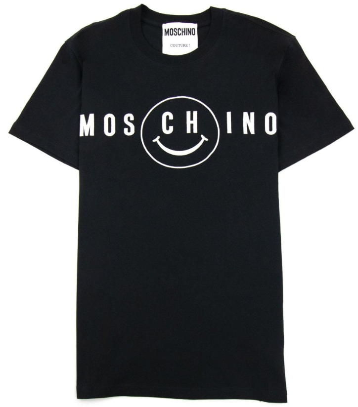 MOSCHINO Smiley Print Cotton Jersey T Shirt Black